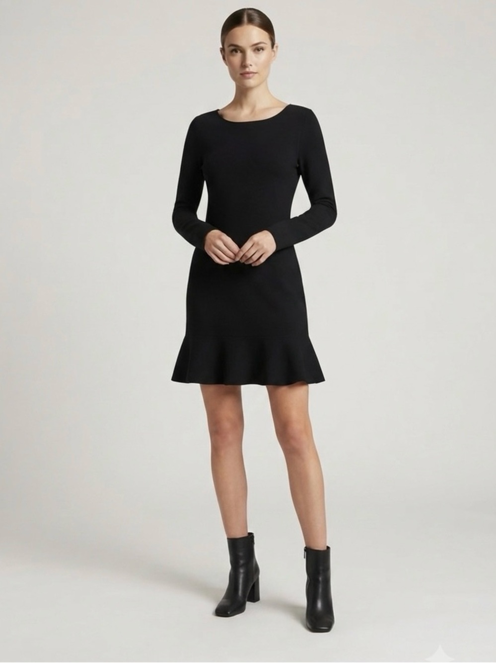 Bailey 44 Black Long-Sleeve Ruffle-Hem Dress